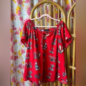 Karen Kane Red Cactus Pattern Top 2x